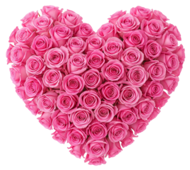 Pink heart shape roses against a transparent background. Idea of earth day, mother's day, charity donation, wedding ceremony, greeting card or festival. PNG