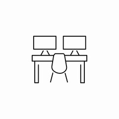 two computers one chair icon sign vector