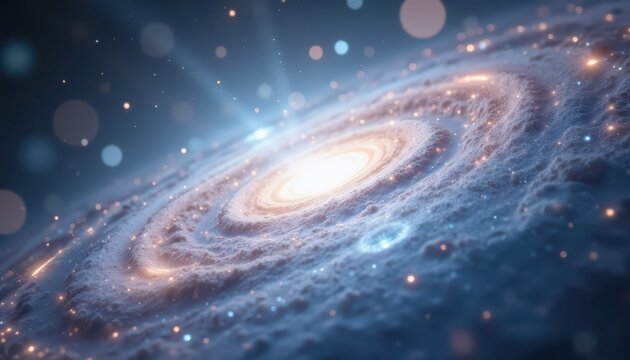Aweinspiring image of a giant spiral galaxy with swirling arms and bright core