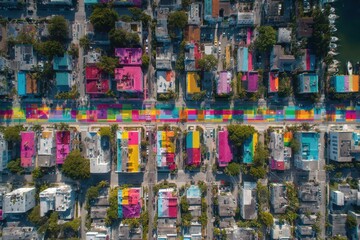 Wynwood Miami Aerial Cityscape: Vibrant Street Art & Architecture.
