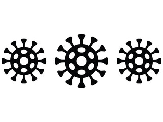 Minimalist Virus Icon Set &mdash; Black and White Vector Illustration of Three Pathogen Symbols for Infection, Virology, and Disease Concepts