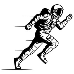 Fototapeta premium Dynamic Running Astronaut with Speed Lines Vector Illustration