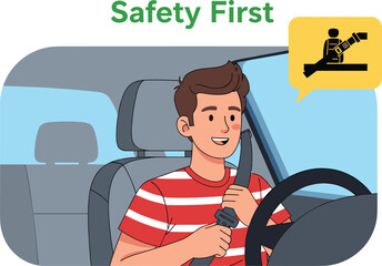 Safety first, importance of wearing seatbelt, car safety, driver safety, road safety, seatbelt awareness, safe driving practices, vehicle safety, seatbelt use, safety precautions,