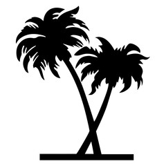 Obraz premium Bent Coconut Palm Tree Icon Vector Illustration