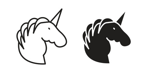 Unicorn icon symbol, sign, logo or emblems. silhouette. EPS 10.