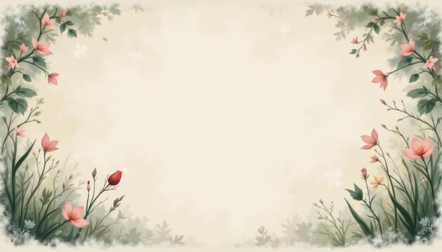 Elegant floral background design with customizable text space for invitations and greetings
