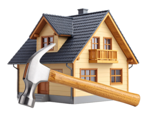 Hammer gavel repair equipment home housing house isolated on white background.