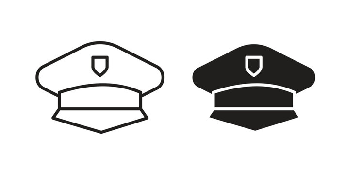 Police cap icon symbol, sign, logo or emblems. silhouette. EPS 10.