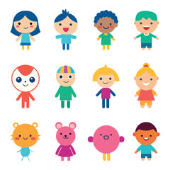 A diverse group of cartoon children, each with their unique style and personality. This image is perfect for representing diversity and inclusion in your projects.