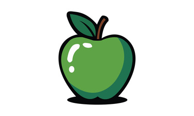  Green Cartoon Apple Vector Icon