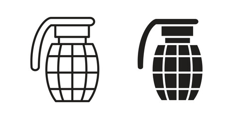 Hand grenade icon symbol, sign, logo or emblems. silhouette. EPS 10.