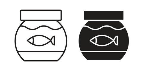 Fish bowl icon symbol, sign, logo or emblems. silhouette. EPS 10.