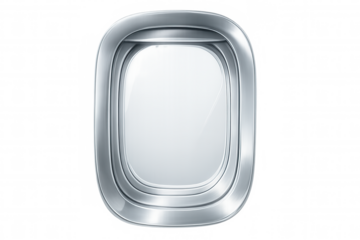 Gleaming aircraft window frame, transparent backdrop highlighting sleek aviation design elements