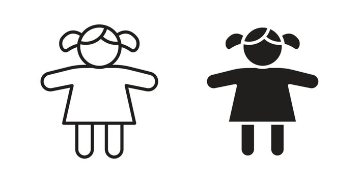 doll icon symbol, sign, logo or emblems. silhouette. EPS 10.