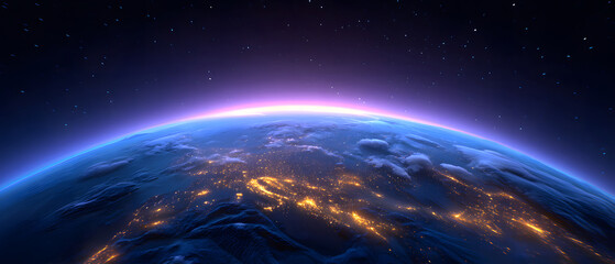 Blue Earth night view from space