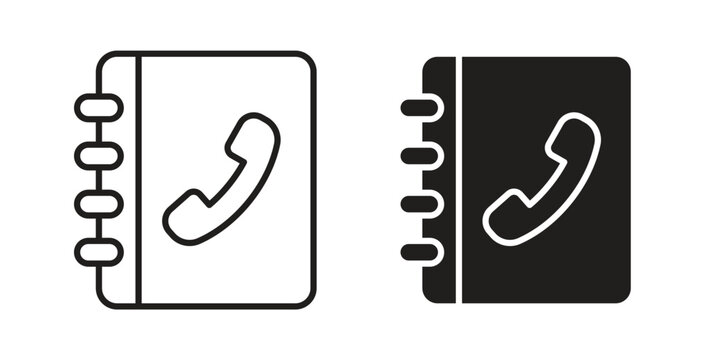 Contact book icon symbol, sign, logo or emblems. silhouette. EPS 10.