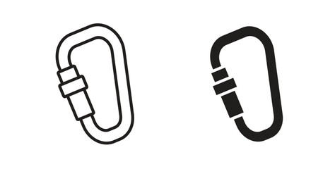 Carabiner icon symbol, sign, logo or emblems. silhouette. EPS 10.