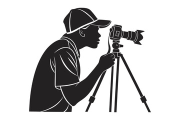 The Photographer's Vision: A silhouette of a photographer meticulously composes the perfect shot, embodying dedication, and artistic vision.