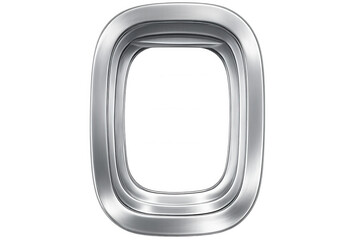 Obraz premium Shiny metallic airplane window frame with transparent background, perfect for travel and aviation designs