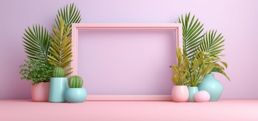 pastel paper frame cozy　Blank Picture Modern Interior,Cozy Pastel Paper Frame Wall Art for Modern Minimalist Interior Decor, Minimal Pastel Picture Frame Mockup with Soft Aesthetic Cozy Room Style,