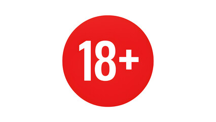 Red Circular 18+ Age Restriction Symbol Vector on Transparent Background