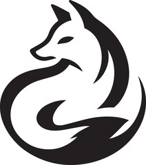 Elegant Black and White Wolf Silhouette Vector Illustration