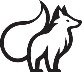 Elegant Black and White Wolf Silhouette Vector Illustration