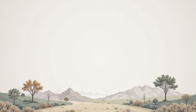 Majestic mountain landscape painting, a serene vista of nature's beauty serene