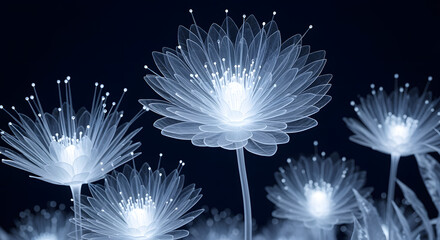 white flower on black background