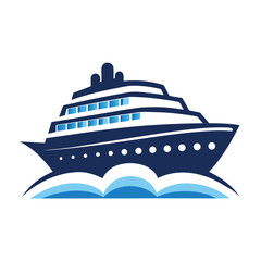 Obraz premium Sleek silhouette of a cruise ship sailing on the vast ocean perfect for travel and leisure themes