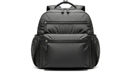 Naklejka premium Sleek Black Modern Backpack on White Background Isolated Studio Shot