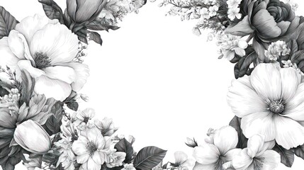 Elegant black and white floral border design