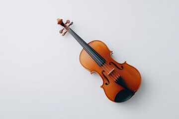 Fototapeta premium Elegant wooden violin positioned on clean, minimalist surface, s