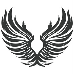 Magnificent Wings of Freedom A Symbol of Strength and Graceful Flight A Dark Silhouette Against a White Backdrop Evoking a Sense of Empowerment and Liberation