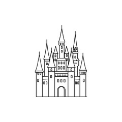 Obraz premium Enchanting fairy tale castle illustration in minimalist style 