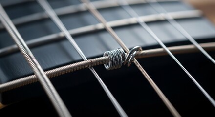 Closeup guitar strings and tuning machine