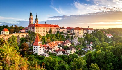 Obraz premium Scenic European cityscape at golden hour