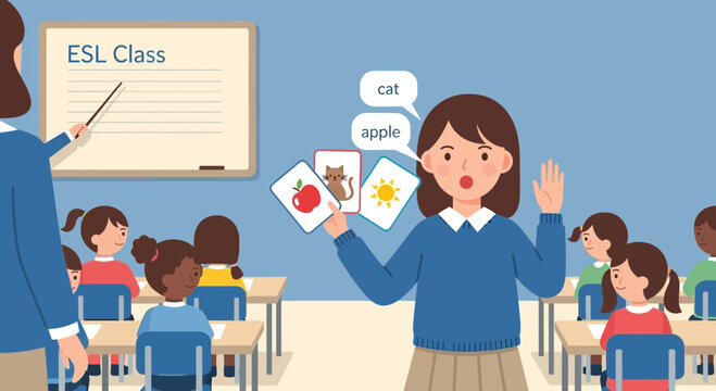 Engaging Esl Lesson With Flashcards For Young Learners In Elementary Classroom