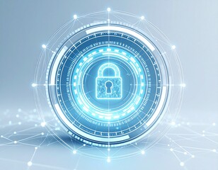 Futuristic digital lock graphic, showcasing advanced security technology.