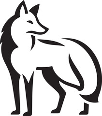Elegant Black and White Wolf Silhouette Vector Illustration