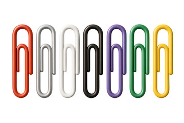 Colorful Paperclips Against a White Background