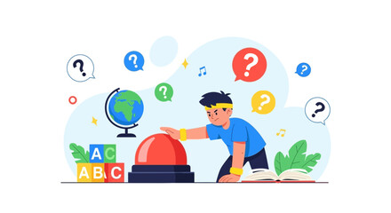 Excited Student Presses Buzzer In Quiz Competition For Right Answer