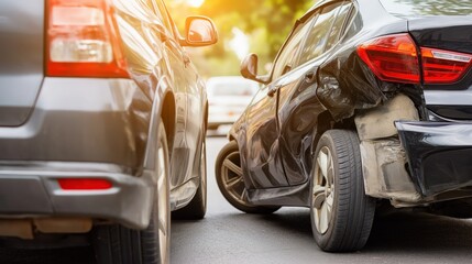 Damaged cars on a busy road highlight the importance of liability protection in automotive insurance policies and safe driving practices for motorists