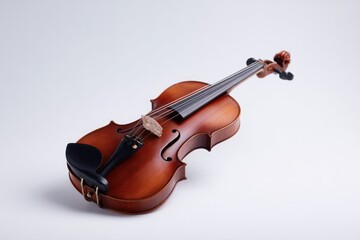 Elegant wooden violin resting gracefully, showcasing intricate c