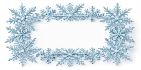 Blue Snowflake Frame Border, Winter Design, Holiday Snowflakes, Winter