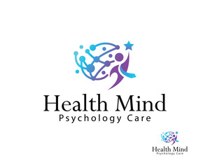health mind logo creative brain smart reaching star education science connect psychology