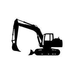 Excavator Silhouette: Construction Vehicle, Heavy Equipment, Machinery