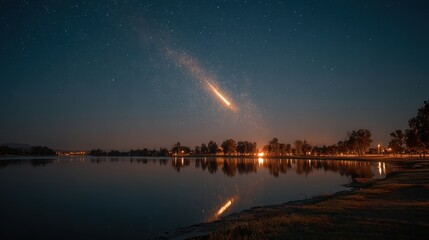 Celestial light show over tranquil waters for photography exhibitions or travel magazines.
