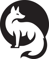 Elegant Black and White Wolf Silhouette Vector Illustration