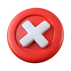 Obraz premium 3D Red Cross Icon PNG – Cancel Symbol with Transparent Background